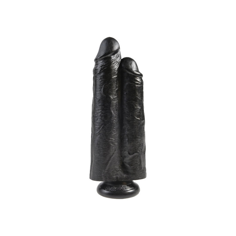 TWO COCKS ONE HOLE 25CM - NEGRO
