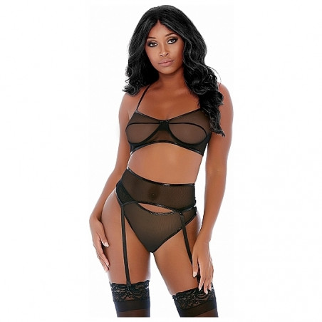 COMPARE AND CONTRAST LINGERIE SET NEGRO