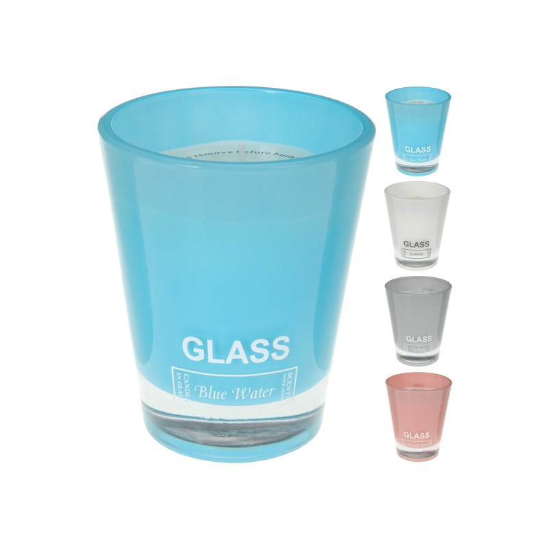VELA GRANDE PERFUMADA GLASS BLUE WATER