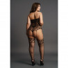 LE DESIR STRAPLESS, CROTCHLESS TEDDY WITH STOCKINGS